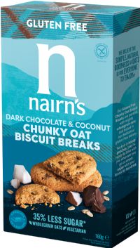 NAIRN'S Chunky Oat Biscuit Breaks - Dark Chocolate & Coconut 160g