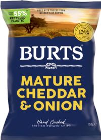 BURTS SNACKS Potato Chips - Mature Cheddar & Onion 150g