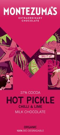 MONTEZUMA'S Hot Pickle - Organic Chilli & Lime Milk Chocolate Bar 90g