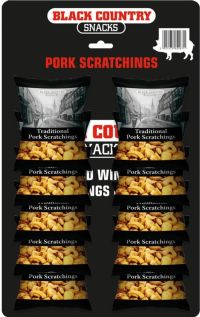 BLACK COUNTRY SNACKS Traditional Pork Scratchings - Carded (2x12) 45g