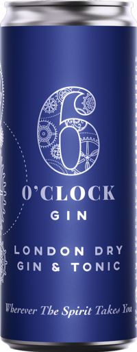 6 O'CLOCK London Dry Gin & Tonic - Can 7% ABV 250ml