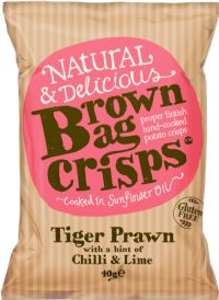 BROWN BAG CRISPS Tiger Prawn with a Hint of Chilli & Lime 40g