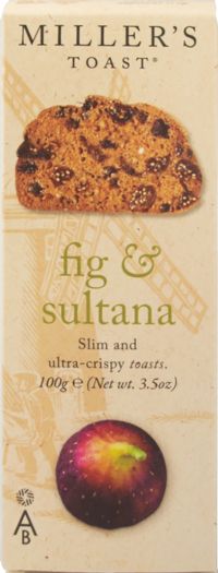 ARTISAN BISCUITS Miller's Toast Fig & Sultana 100g