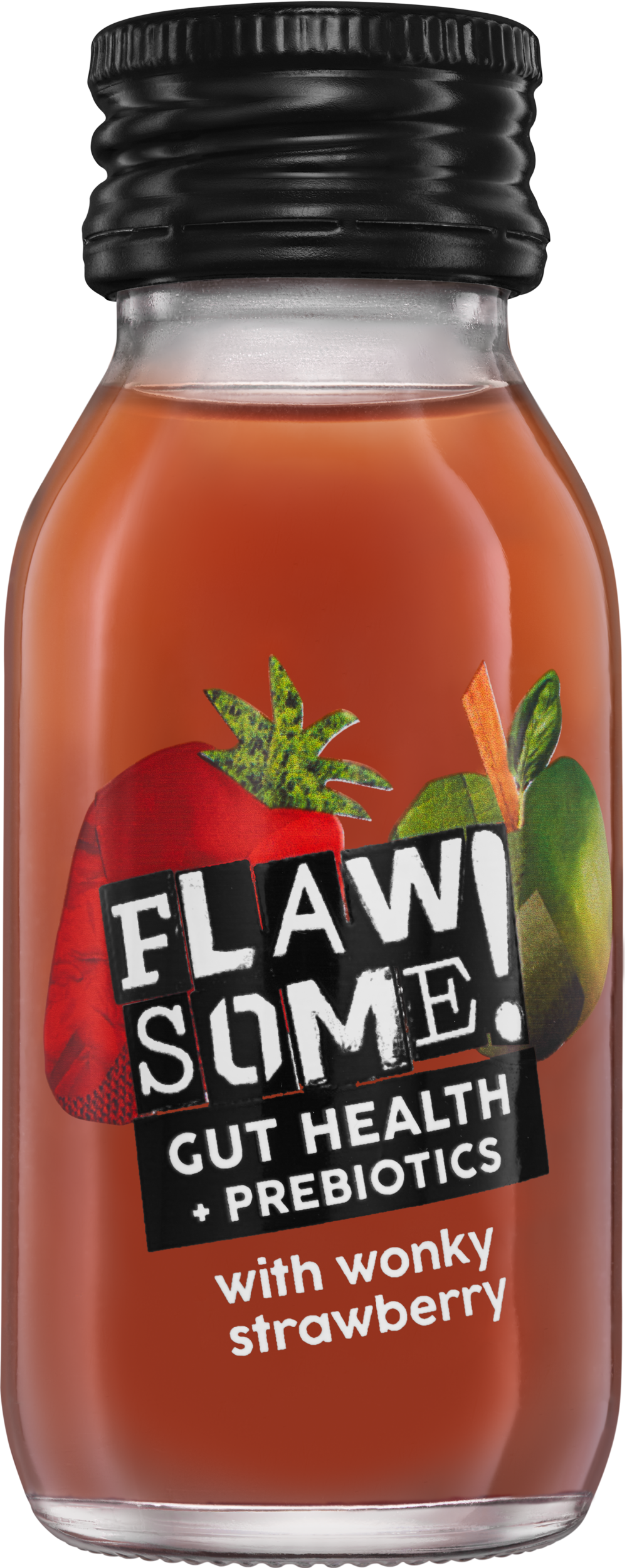 Holleys Fine Foods | FLAWSOME Gut Health + Prebiotics Shot with Wonky  Strawb 60ml