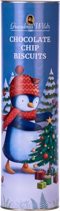 GRANDMA WILD'S Chocolate Chip Biscuits in Penguin Tube 200g