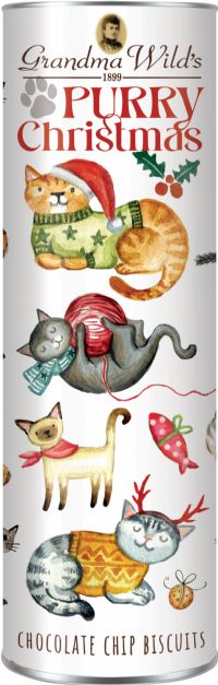GRANDMA WILD'S Chocolate Chip Biscuits in Purry Christmas Tube 200g