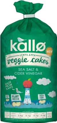 KALLO Lentil & Pea Veggie Cakes - Sea Salt & Cider Vinegar 122g
