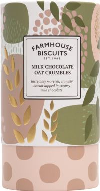 FARMHOUSE BISCUITS Milk Chocolate Oat Crumble Biscuits in Abstract Tube 160g