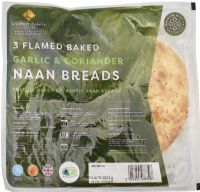 LEICESTER BAKERY 3 Flame Baked Garlic & Coriander Naan Breads