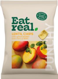 EAT REAL Lentil Chips - Spiced Mango & A Hint of Mint 95g