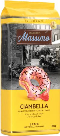 MAESTRO MASSIMO Ciambella Donut Strawberry Flavour Coated - 6 Pack 300g