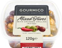 GOURMICO Pitted Greek Mixed Olives with Crushed Chillies - Pot 120g