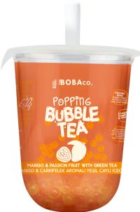 THE BOBA CO. Popping Bubble Tea - Mango & Passion Fruit with Green Tea 330ml