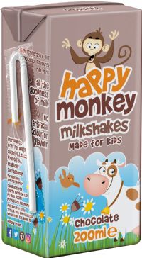 HAPPY MONKEY Milkshakes Made for Kids - Chocolate 200ml