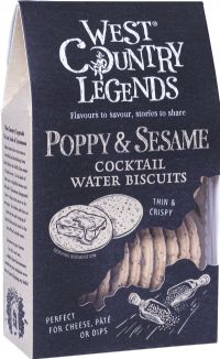 WEST COUNTRY LEGENDS Poppy & Sesame Cocktail Water Biscuits 100g
