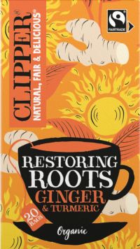 CLIPPER Restoring Roots - 20 Ginger & Turmeric Teabags 36g